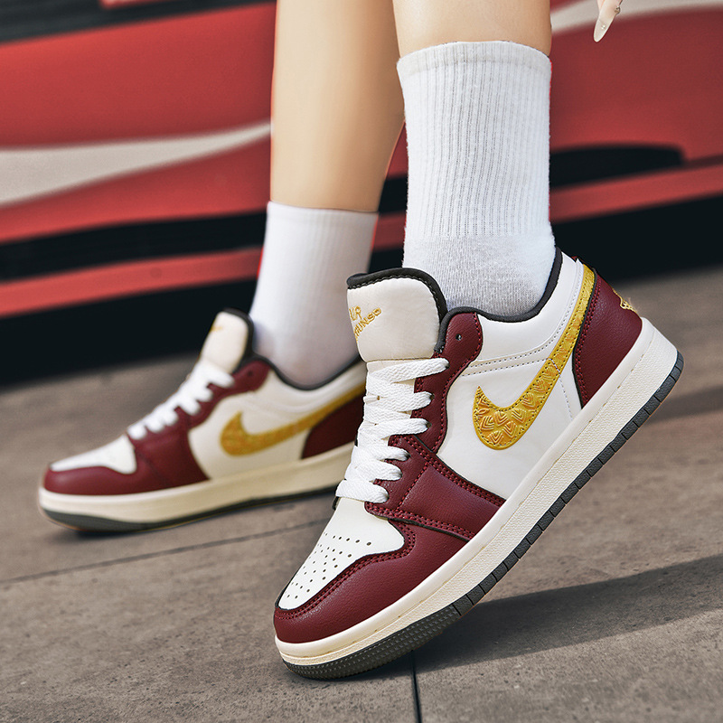 Putian Factory Aj Men's Shoes Year of the Dragon Golden Feather Low-Top Dunk Black and White Reversible Sports Sneakers Sb Purple and Gray Women's Shoes Trendy Brand