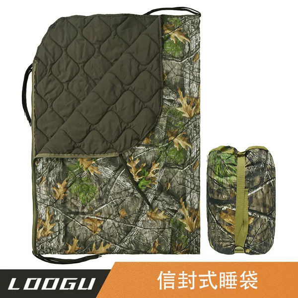 Camouflage Canopy Camping Blanket Foldable Portable Mat Quilt Lightweight Thickened Warm Camping Blanket with Zipper Sleeping Bag