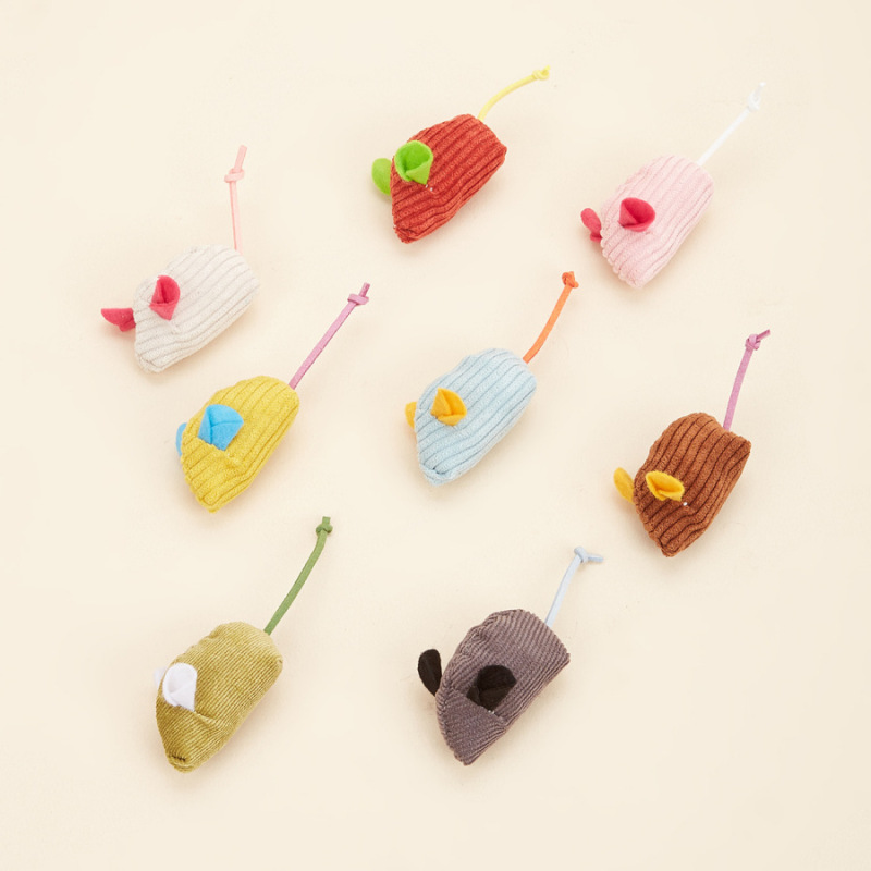 Cat Toy Striped Cloth Mouse Cross-Border Realistic Mouse Catnip Colorful Mouse Pet Toy Wholesale