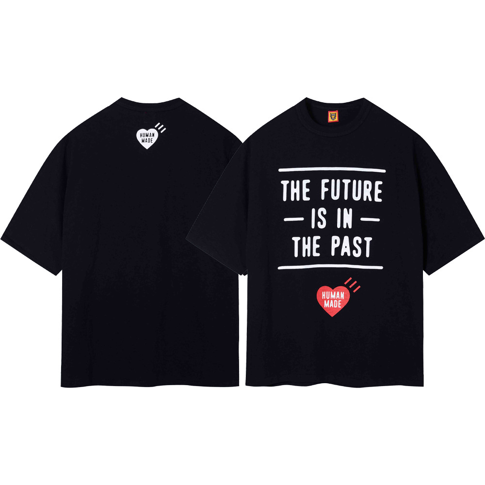 Marca de moda japonesa de bambú pesado algodón suelto pareja de hombre y mujer cilindro camiseta de manga corta media manga TEE