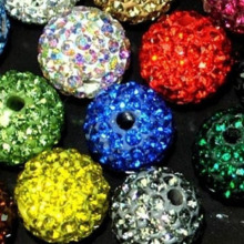 4 6 8 10 12mm 直孔ab软陶泥香巴拉珠子散珠双孔钻球手链白红串珠