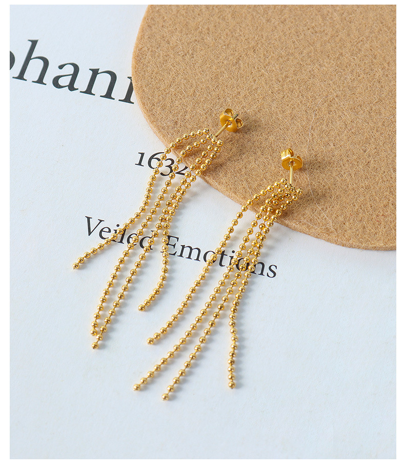 Autumn And Winter New Ins Retro Style Exaggerated Steel Ball Tassel Earrings display picture 5