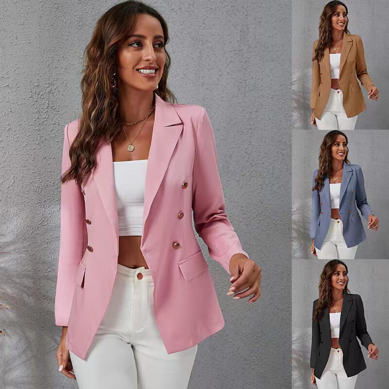 2025 Cross-Border European and American Amazon Wish Women's Fashion Slim-Fit Versatile Long-Sleeve Blazer Jacket for Women