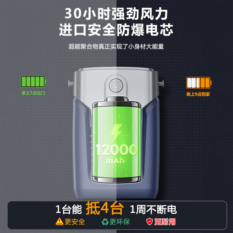 12000mAh 屋外腰掛けファン建設現場ポータブル強風羽根なし首掛けファンポータブル小型ファン|undefined