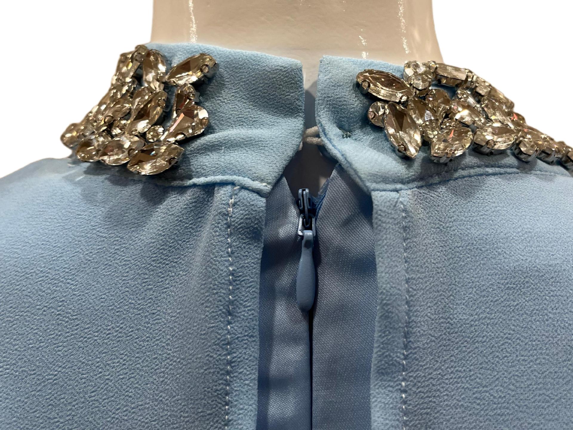 In-stock High-end Light Blue Diamond-embellished Cape Middle Eastern Dress Muslim Luxury Banquet Gown Arabian Robe_ecoleips.com