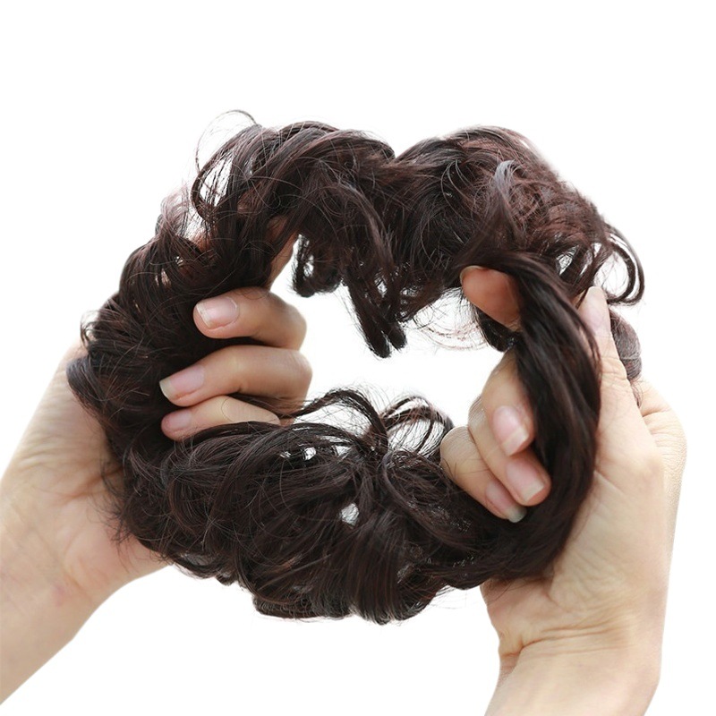 European and American Style Women's Hair Bun, High-Temperature Fiber Fluffy Curly Hair Bun, Cross-Border Wig Bun