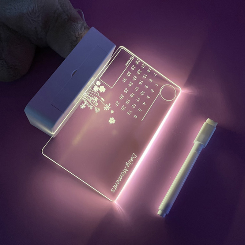 Acrílico noche luz lámpara de mesa creativa regalo cumpleaños empresa actividad regalo nota mensaje tablero escritura