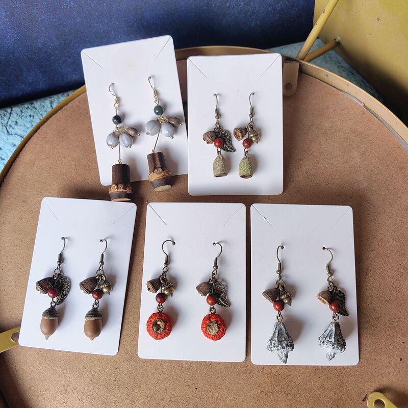 Original Design Herbal Earrings, Creative Plant Acorn Dried Fruit Bamboo Market Accessories, Ethnic Style Earrings Original Design Herbal Earrings, Creative Plant Acorn Dried Fruit Bamboo Market Accessories, Ethnic Style Earrings