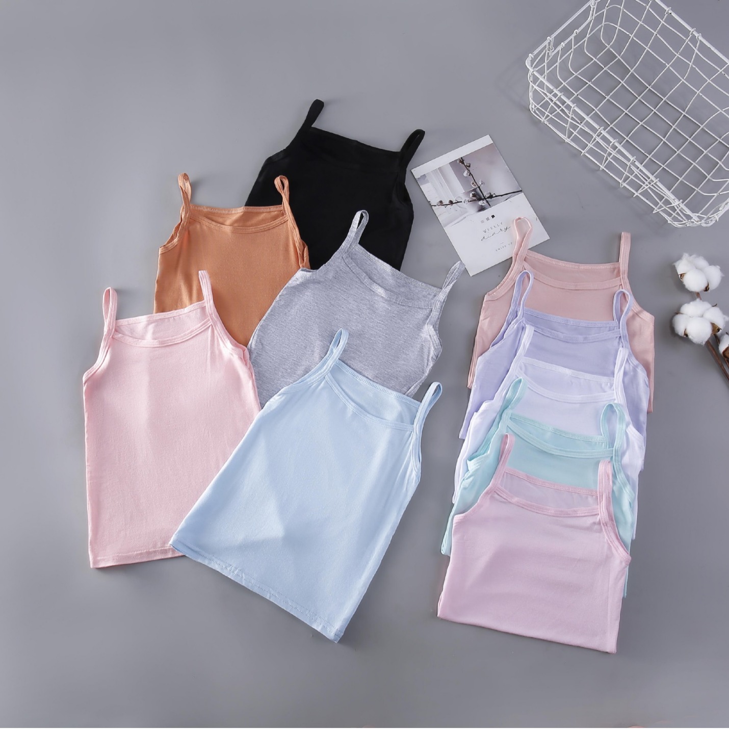 Girls Camisole Inner Wear Pure Color Bottoming Kidsren's Sleeveless Top Baby Girl Summer Wear Small Camisole