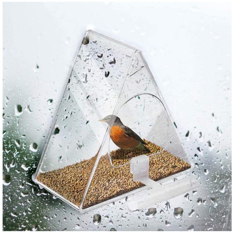Creative acrylic bird cage transparent triangular acrylic pet box bird feeder Amazon bird feeder 2