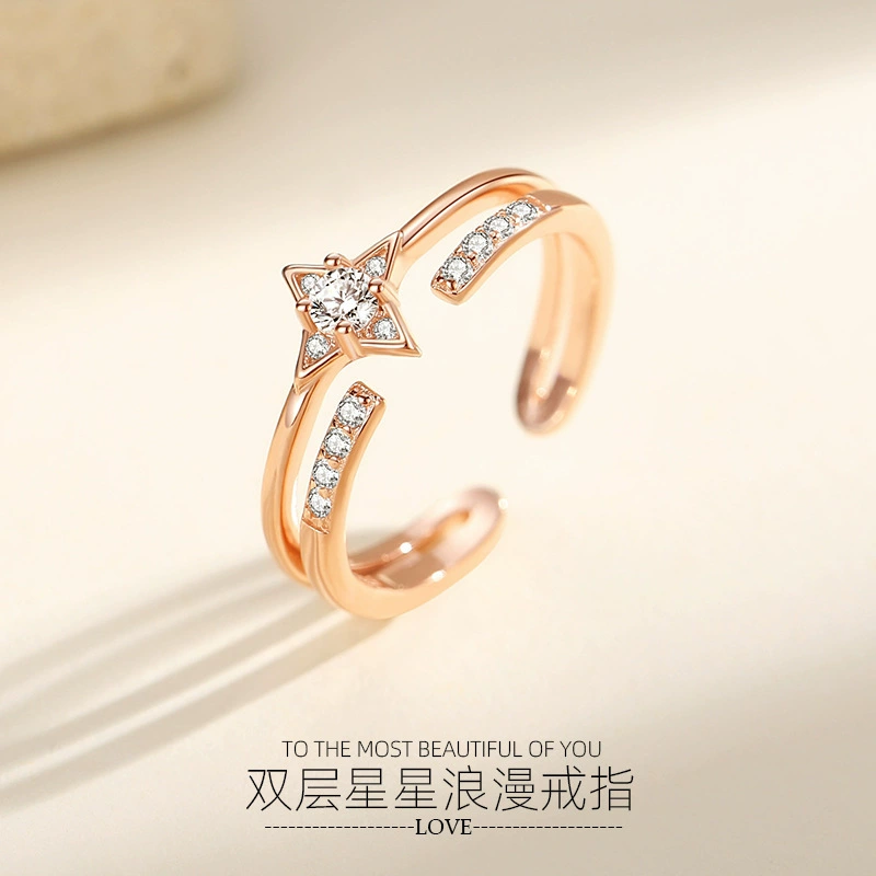 Fashionable small ring, 925 sample silver, light luxury style, bright catchy style, wholesale