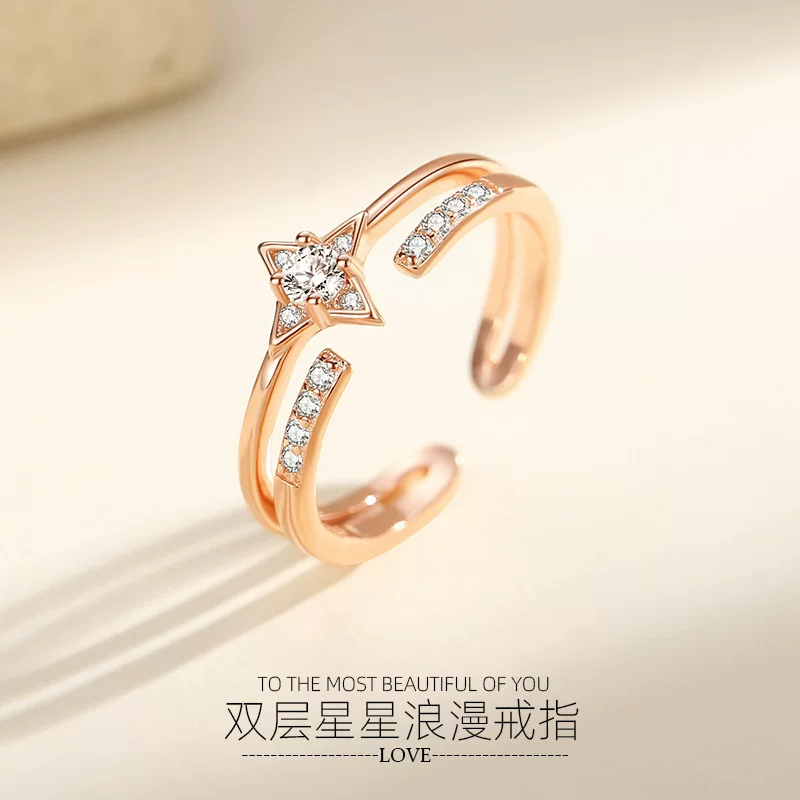 Fashionable small ring, 925 sample silver, light luxury style, bright catchy style, wholesale