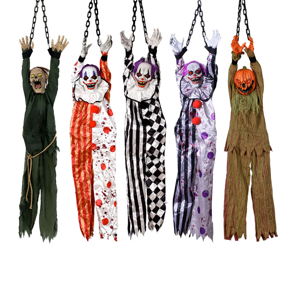 Decoración de Halloween en Stock: Fantasma Colgante, Payaso, Momia, Enfermera, Novia, Calabaza, Fantasma con Sonido y Luz Eléctricos para Casa Embrujada y Escape Room