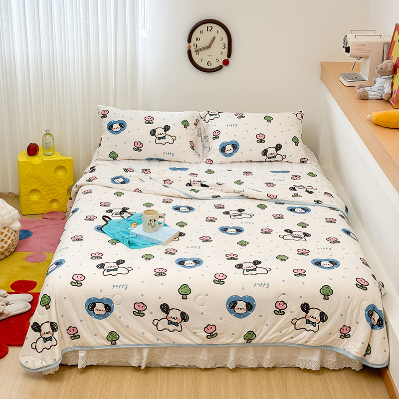 Colcha fresca de verano para niños de clase A, dormitorio de estudiantes, lavadora de aire acondicionado, colcha delgada de verano, núcleo cuatro