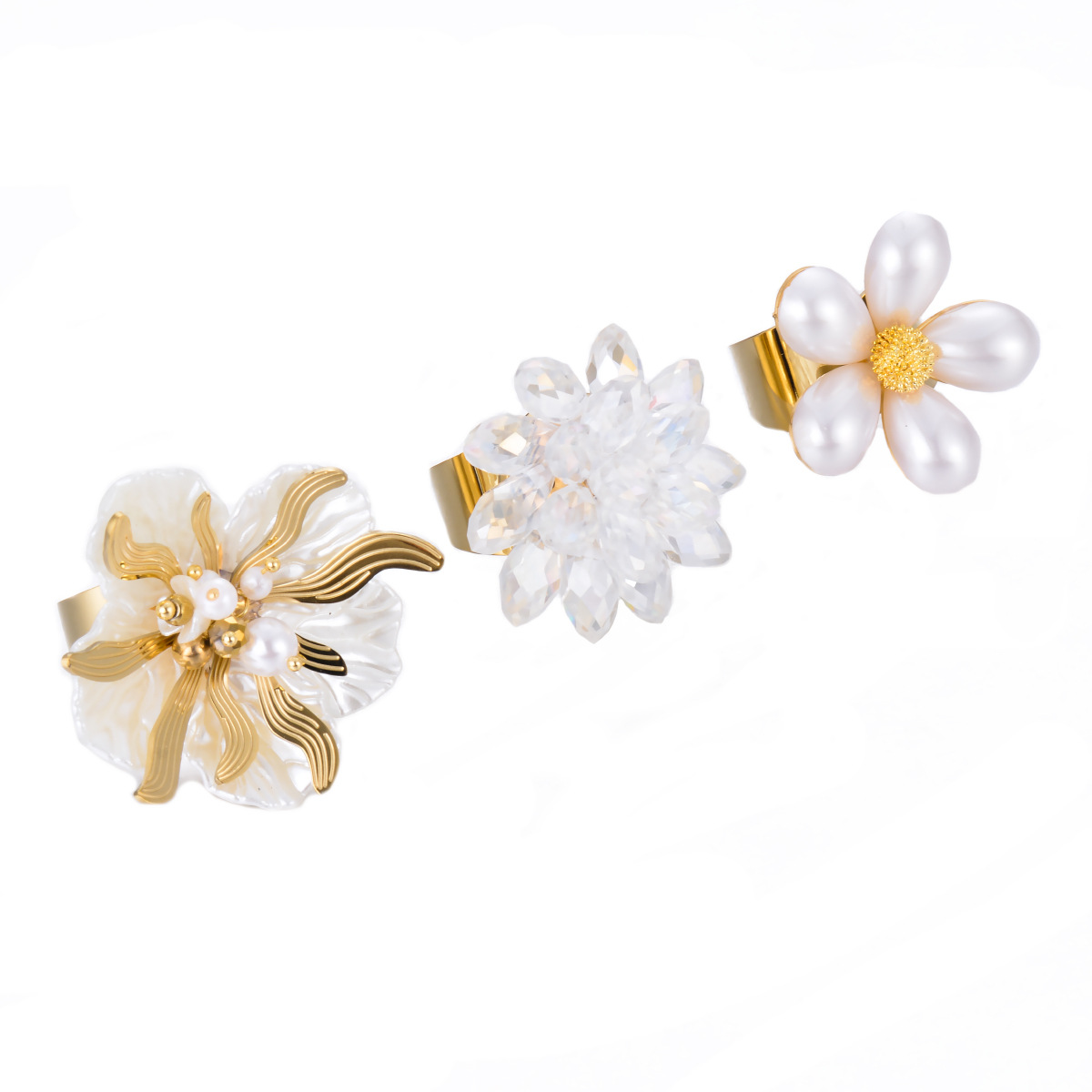 Simple Style Classic Style Flower 304 Stainless Steel Pearl Rings In Bulk display picture 4