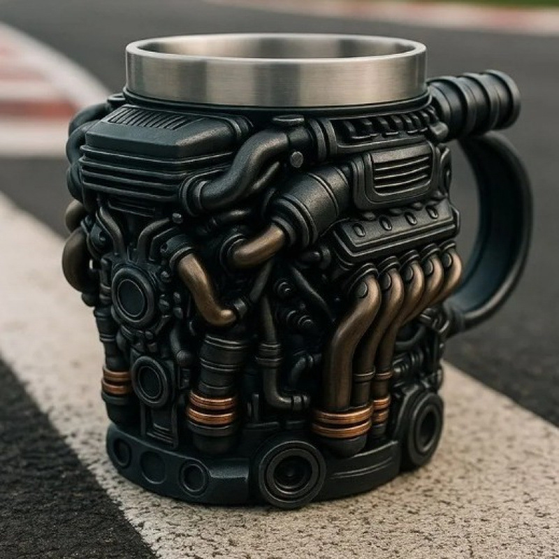 クロスボーダー製品 V12 エンジン樹脂ライナーマグシンプルなパーソナライズされたメカニカルエンジンパンクステンレス鋼カップ|undefined