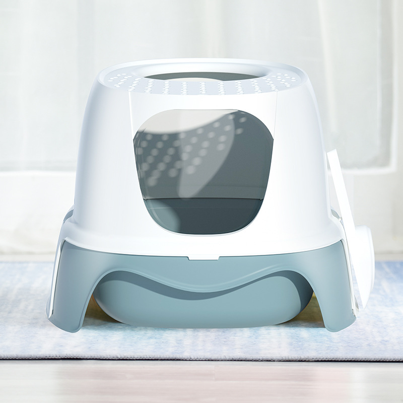 El pastel al por mayor directo de fábrica se puede utilizar para la caja de arena para gatos tipo cohete superior, desodorización de arena, inodoro para gatos grande extraíble y lavable