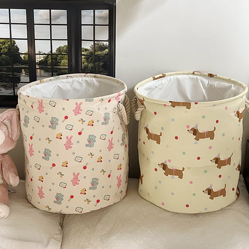 Dibujos animados ins simple y lindo perro salchicha casa canasta de ropa sucia cubo de almacenamiento impermeable algodón lino lona ropa marco de almacenamiento