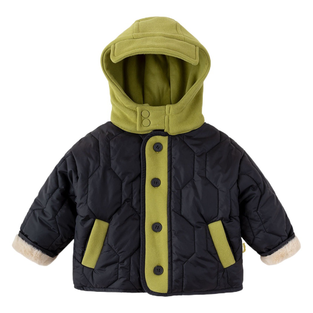 [Protección del cuello a prueba de viento] Abrigo acolchado de algodón con capucha para bebé Abrigo acolchado de algodón para niños de invierno ropa de bebé Abrigo acolchado de algodón para Niñas Ropa para niños