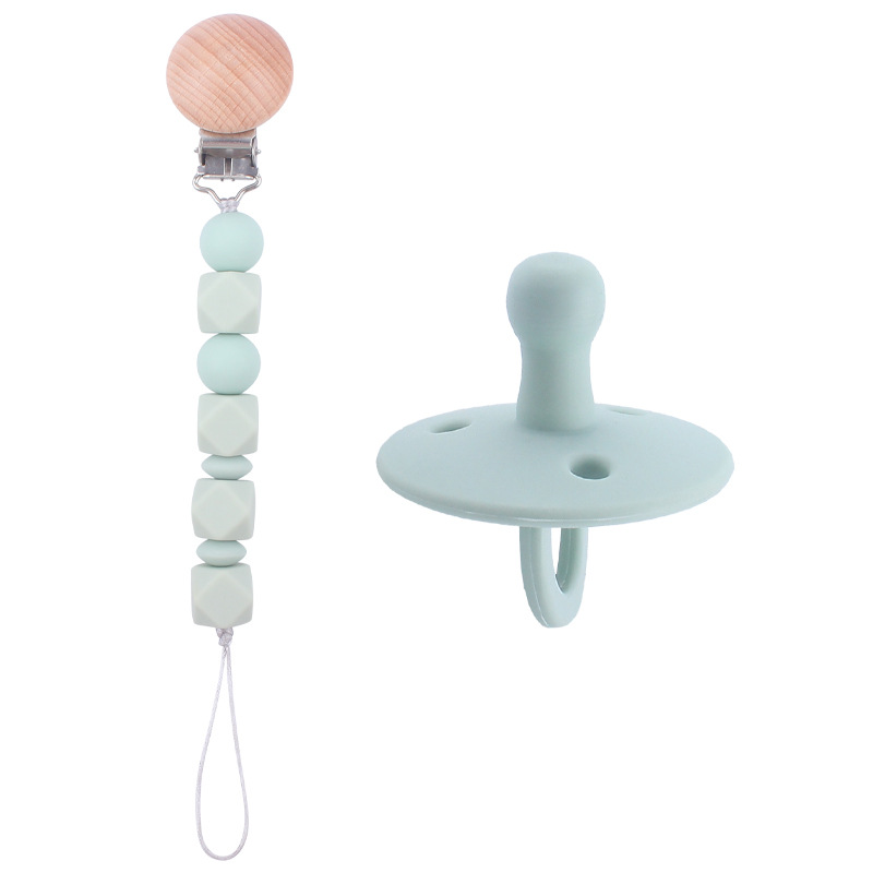 Suministros para bebés chupete DIY creativo bebé silicona mordedura molar pezón cadena pezón conjunto de dos piezas