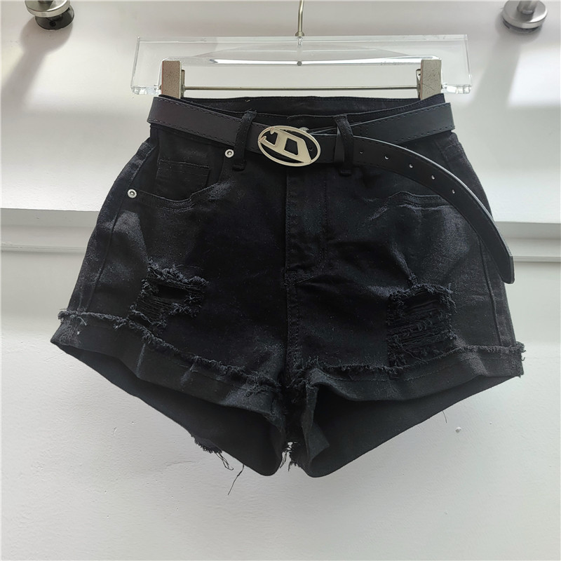 Pantalones Cortos de Mezclilla con Rotos para Mujer Dobladillo Doblado Ajuste Ceñido para Verano image 4