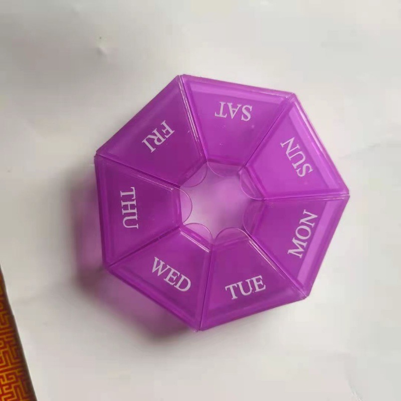 Caja de Medicina de 7 esquinas para una semana Ronda 7-rejilla portátil pequeña caja de la medicina para una semana Mini 7 días portátil caja de joyería de la medicina