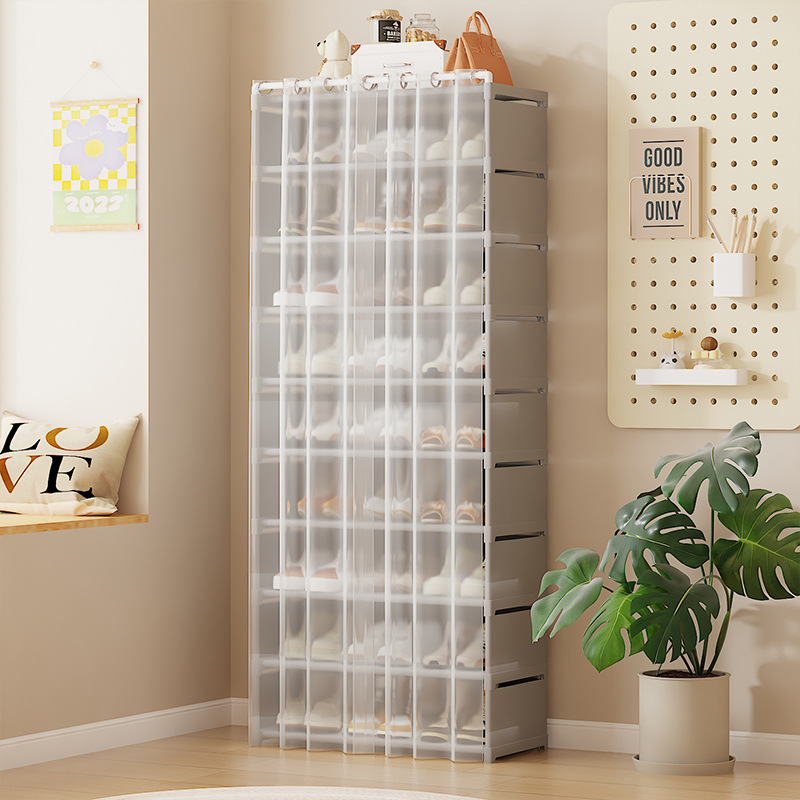 Estantes de zapatos simples de almacenamiento de puerta doméstica hermoso interior a prueba de polvo multicapa de gran capacidad gabinete de zapatos comercio exterior explosión al por mayor