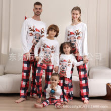 2024秋冬跨境欧美男童女童女装男装长袖长裤新款跨境圣诞家庭套装