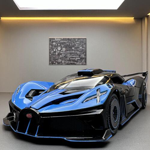 Chezhi Alloy Car Model 1:24 Bugatti Bolide Spray Pull Back Toy Sports Car Music Model Ornament Collection