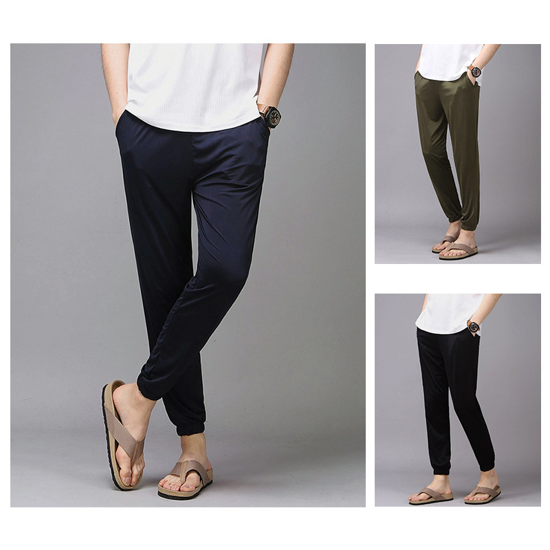 厂家批发2024新款亚马逊男士夏季冰丝面料休闲裤一件代发