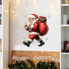 圣诞老人墙贴客厅沙发背景墙门窗装饰墙纸花环自粘贴pvc圣诞贴纸