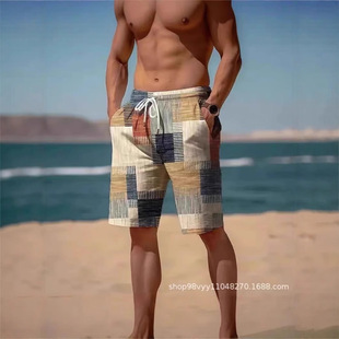 2025 New Cross-Border Hot-Selling Men's Shorts Beach Pants 3D Digital Personalized Casual Amazon Independent Station Men