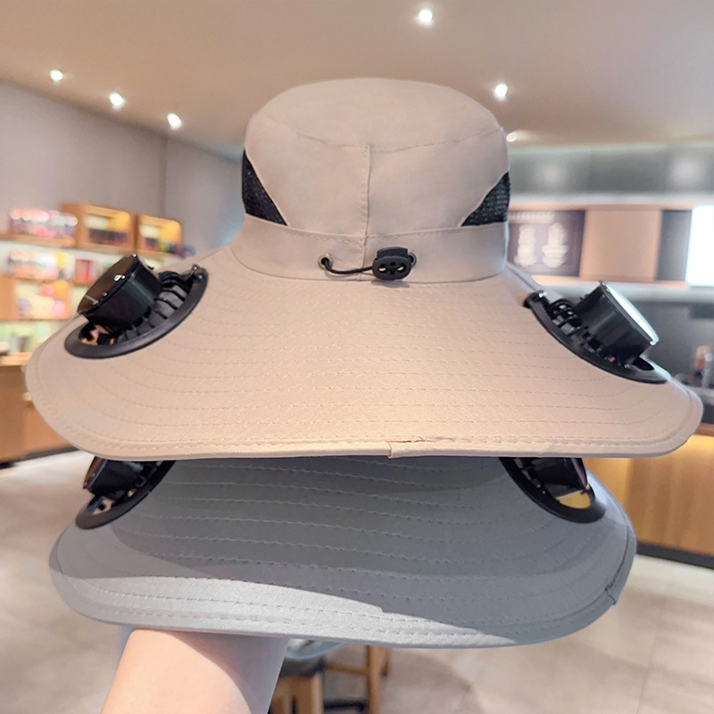 スポット迷彩ソーラーダブルファンキャップ強風漁師帽子夏の屋外登山釣り太陽の帽子|undefined