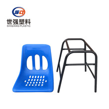 生产铁脚防静电靠背椅流水线员工椅防静电圆凳有孔透气四脚钢塑椅