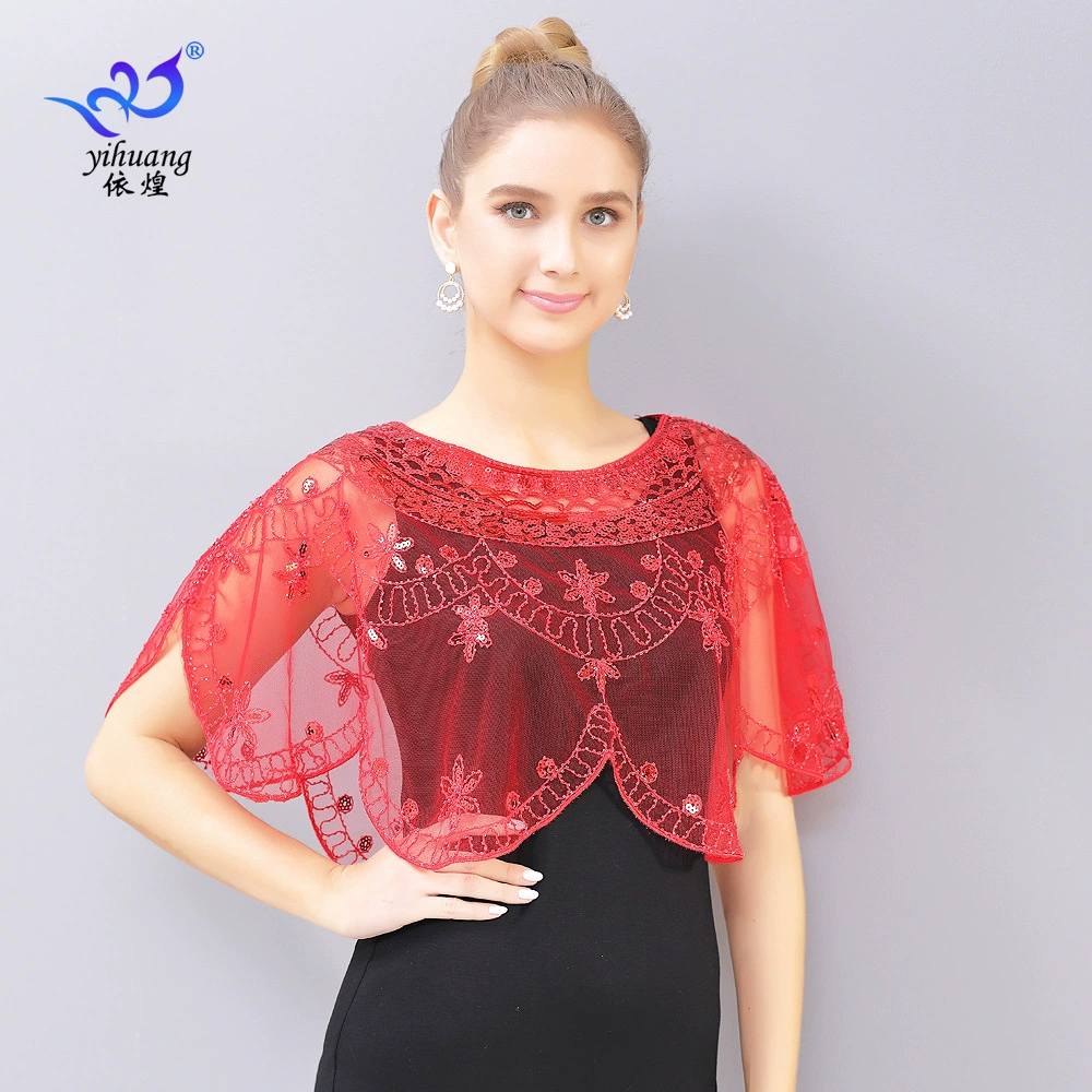 Новое Сетчатое платье с блестками Маленькое платье-шаль Водолазка Плащ Короткие блестки Кружевная бальная шаль