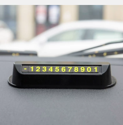 Temporary Car Parking Sign with Phone Number, Car-Mounted Moving Vehicle Number Plate, Luminous Hidden Parking Sign for Cars (Nömrəli dayanma kartı) - black