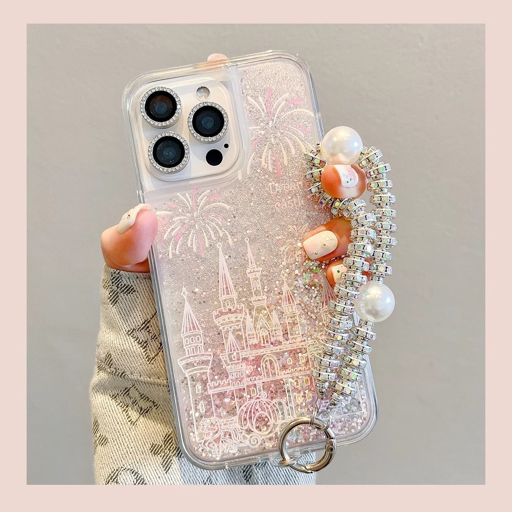 烟花城堡银色适用OPPOA5流沙壳5A6A防摔811手机壳 a57a96a97女生