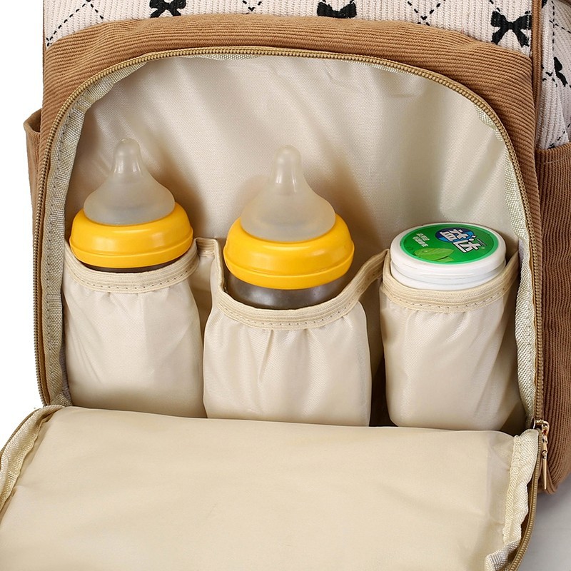 Bolsa de impresión de moda para mamás portátil versátil almacenamiento de botellas de leche bolsa de madre y bebé al aire libre mochila de viaje multifuncional portátil