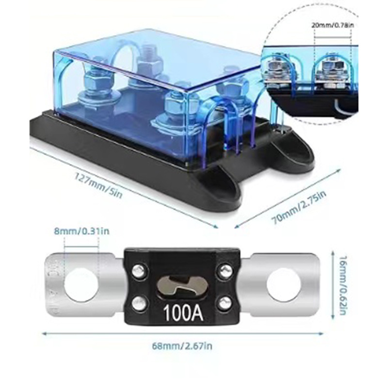 2汽车保险丝盒叉栓保险丝座 32V内车船通用两路MEGA中型保险丝盒