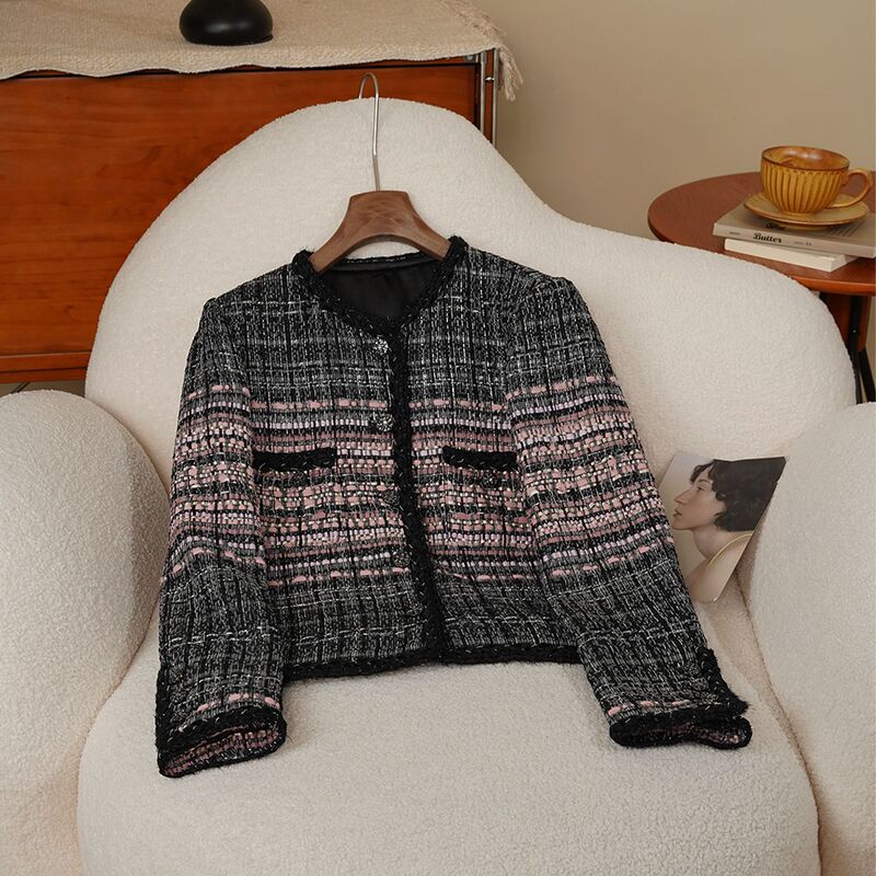 Anfeiren Retro Braided Small Fragrant Tweed Bead Chain Lace Ladylike Elegant Women's Outwear Slim Short Style
