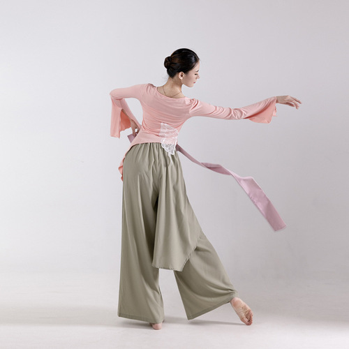 Modern dance practice top long sleeve form training clothing, classical dance women's loose wide-leg pants