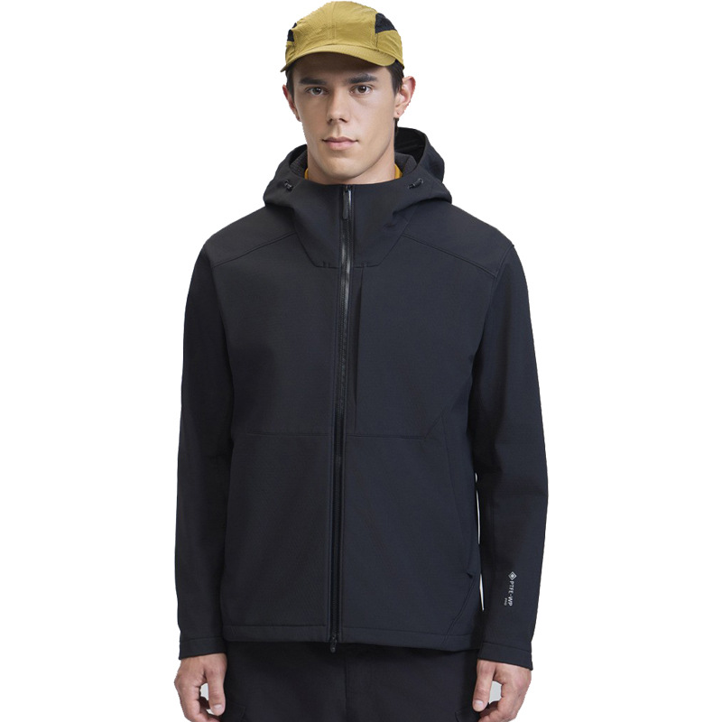 Niaojia Soft Shell Jacket Men's Outdoor Casual Windproof, Waterproof and Oil-Proof Hooded Soft Shell Jacket Fleece-Lined Warm Jacket