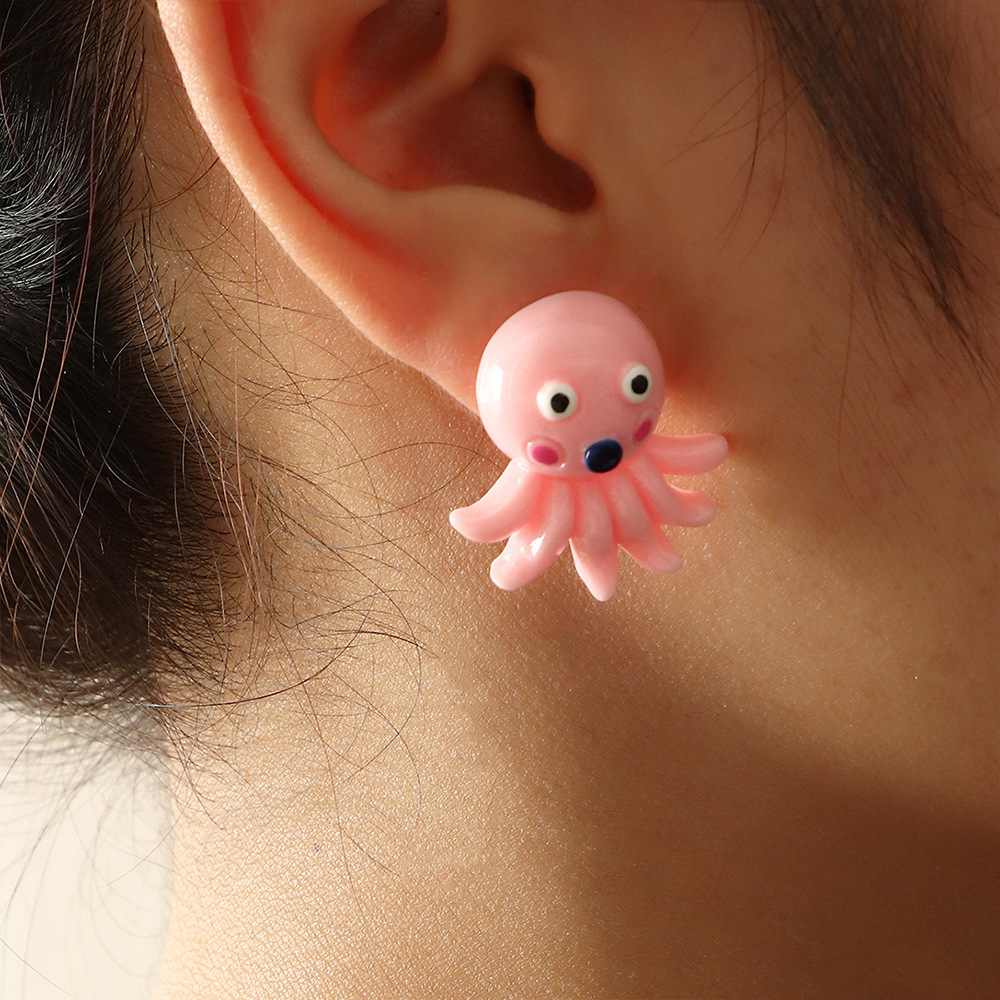 creative childlike animal earrings personality resin frog octopus earrings