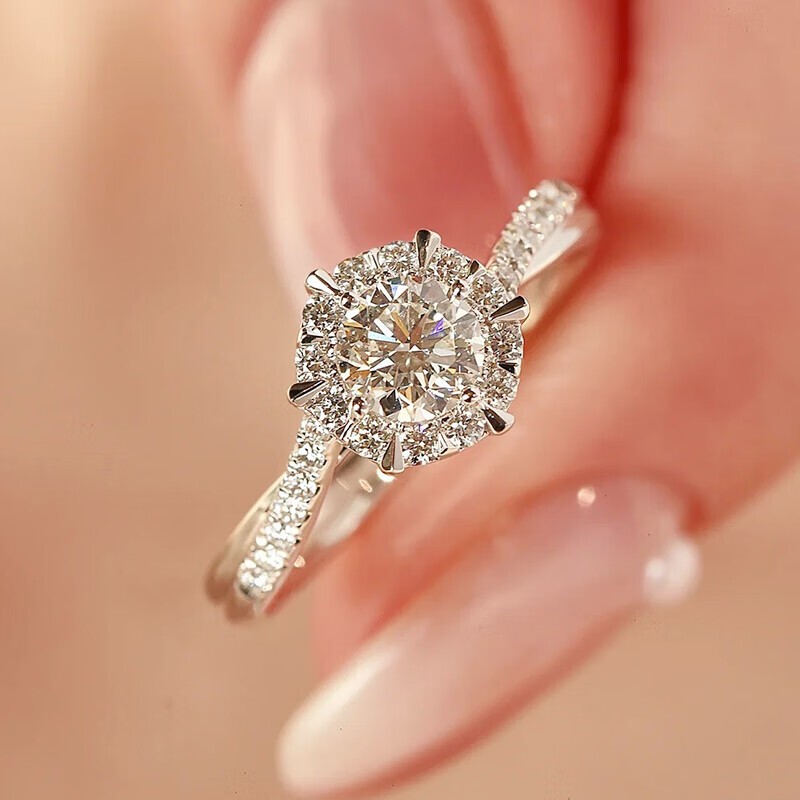 Direct Sale from the Manufacturer: Pure Silver Ring with Moissanite Stone, One Carat, Adjustable Twist Band Women's Ring, Wholesale in Stock, Live Broadcast