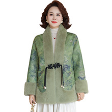妈妈冬装仿水貂绒外套25新款中老年女秋冬中长款皮草加绒加厚大衣