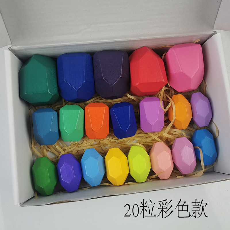 En stock transfronterizo Nórdico ins estilo colorido piedra educación temprana piedra apilada música de los niños de juguete de madera adornos