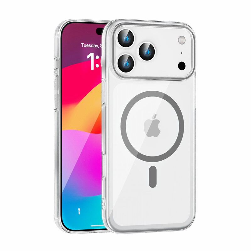 使用iPhone17promax手机壳透明磁吸撞色超薄PC硬苹果16高级保护套|undefined