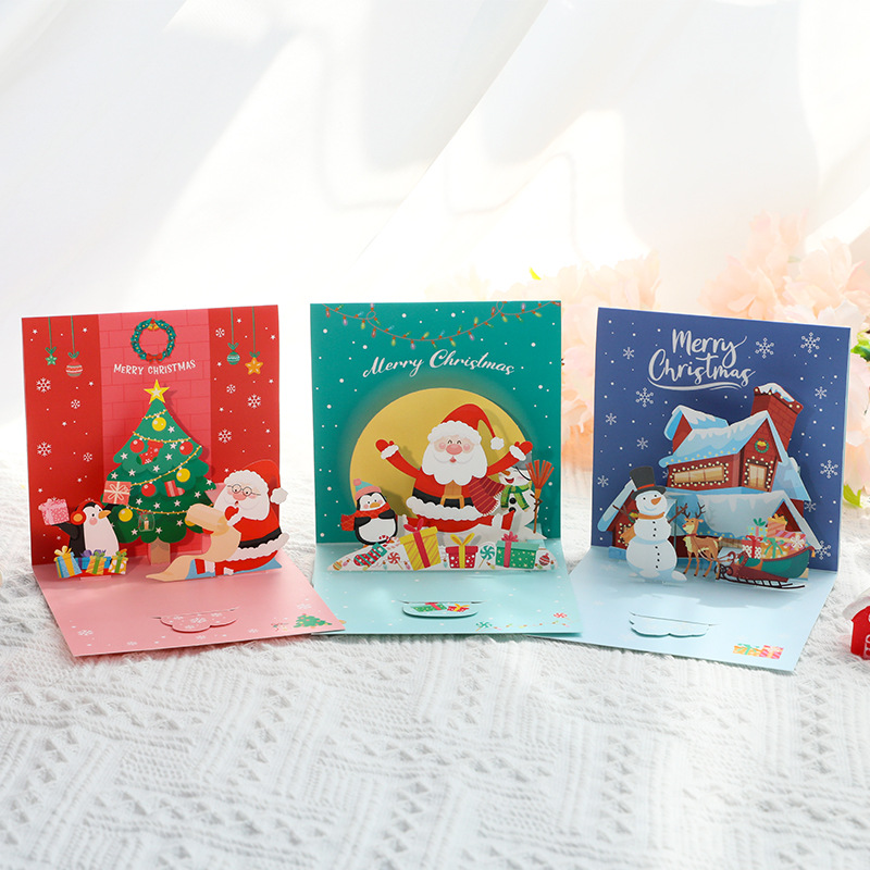 Christmas Greeting Message Card Three-dimensional Greeting Card Paper Carving Creative Gift Christmas Card