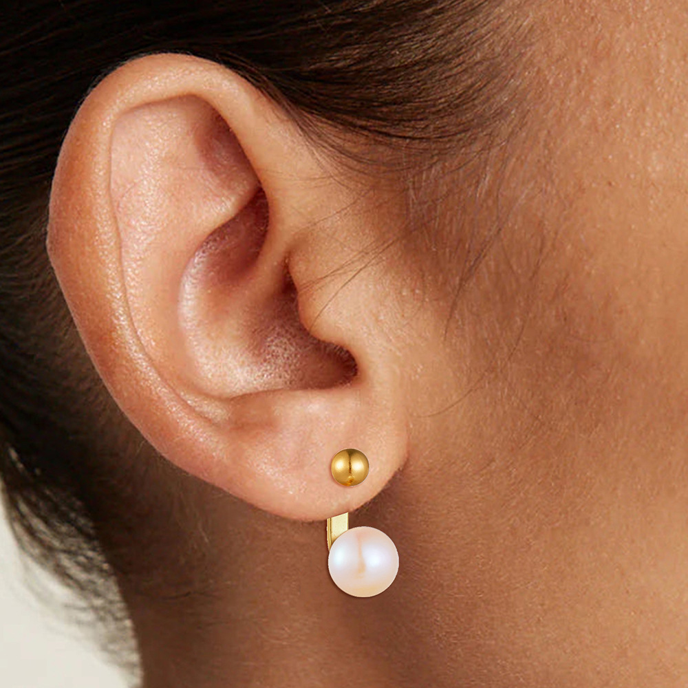 Pendientes de plata de ley de perlas de agua dulce natural retro francés, diseño de nicho femenino, pendientes de sentido avanzado, temperamento, aretes de todo fósforo