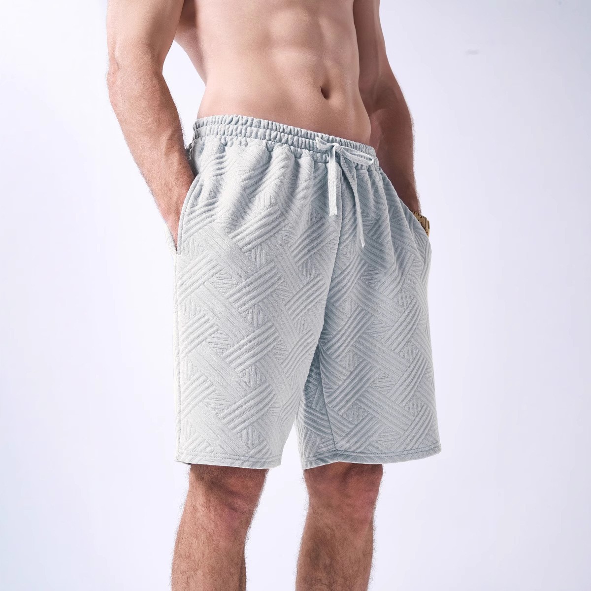 Men's Summer Loose Sports Casual Shorts High Street Ins Pocket Five Point Jacquard_viptrois.com